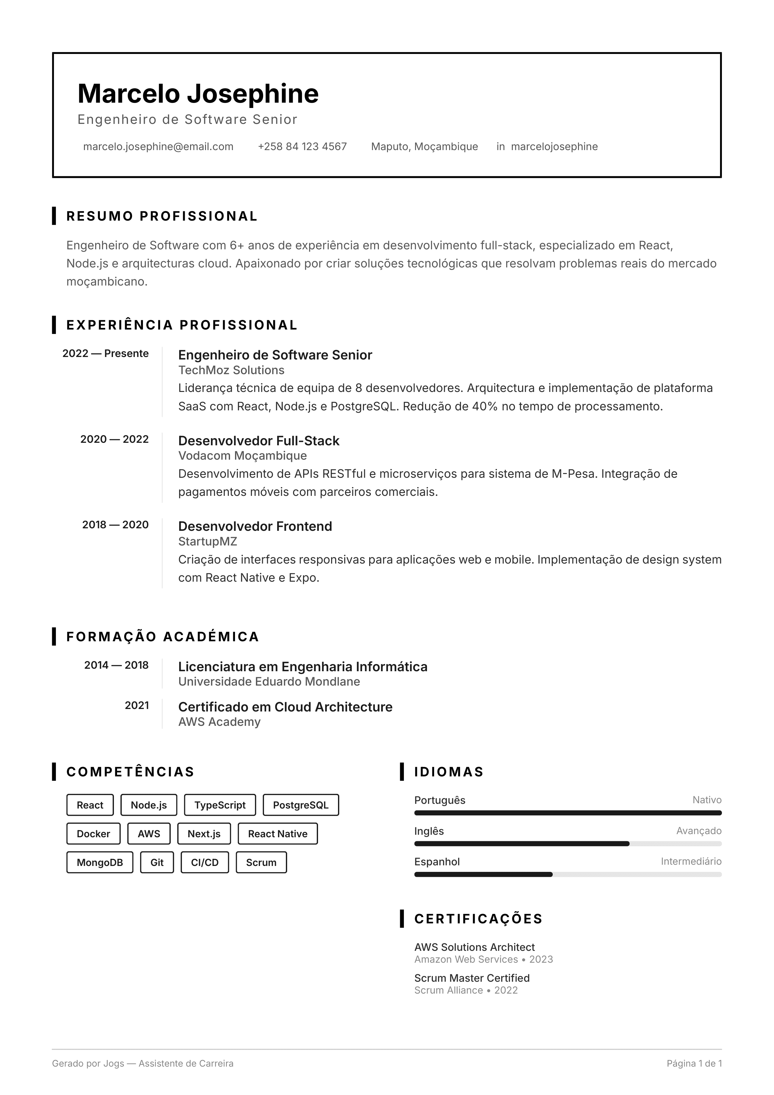 CV Template Executive