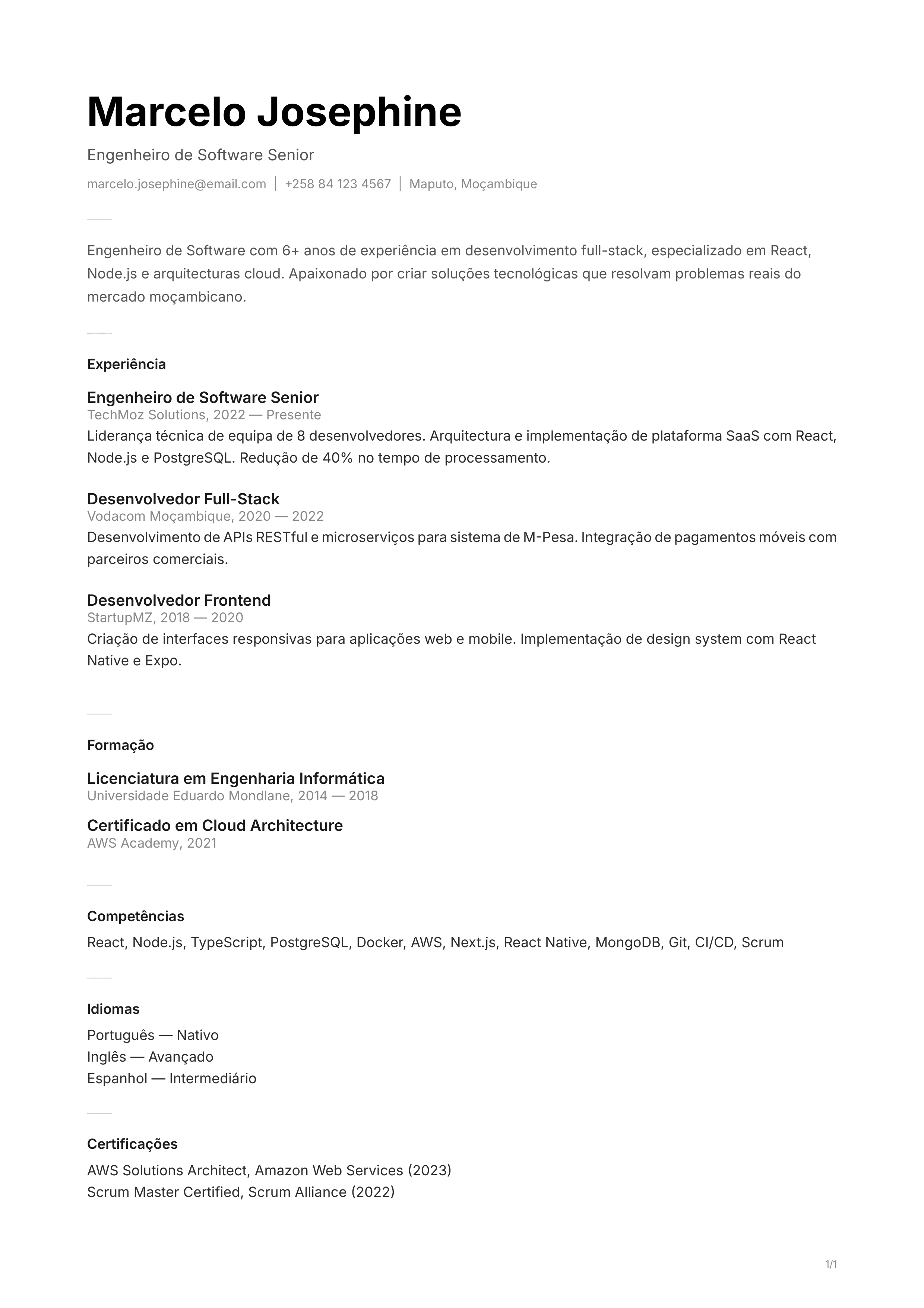 CV Template Minimal