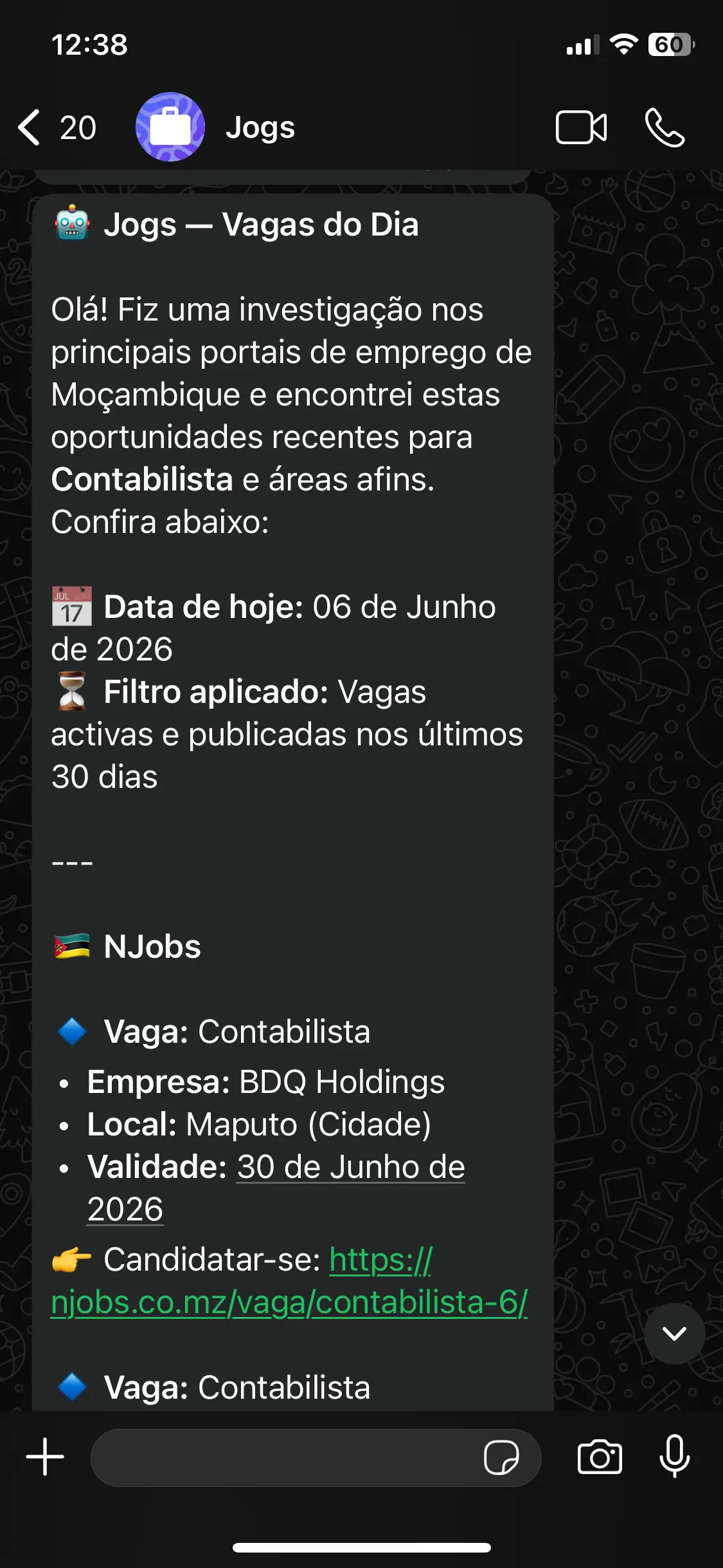Vagas enviadas pelo Jogs 1